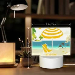 Rectangular Acrylic Night Light, A Yellow And White Umbrella Is Set Up On A Beach 5 Rectangular Acrylic Night Light, A Yellow And White Umbrella Is Set Up On A Beach -Acrylic Night Light Shop f64fd1aed926b034079571dd7831490e5087a4bb