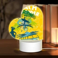 Love Acrylic Night Light, A Woman Is Standing In Front Of A Surfboard
