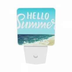 Night Light Set Of 2, A Blue And White Sign That Says "Hello Summer". -Acrylic Night Light Shop f690a6fef88d7034de0fdaa7c09a1f8a905ee5ca
