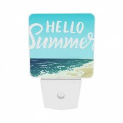 Night Light Set Of 2, A Blue And White Sign That Says "Hello Summer". 6 Night Light Set Of 2, A Blue And White Sign That Says "Hello Summer". -Acrylic Night Light Shop f690a6fef88d7034de0fdaa7c09a1f8a905ee5ca
