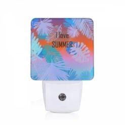 Night Light, A Colorful Image Of Palm Trees With The Words "I Love Summer" Written In The Middle.