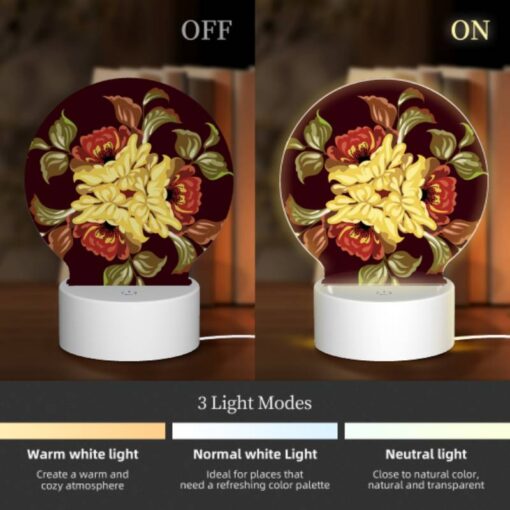 Round Acrylic Night Light, A Colorful Flower Design With Yellow -Acrylic Night Light Shop f738145e56aeb20e518a023d5922d800c91a6417