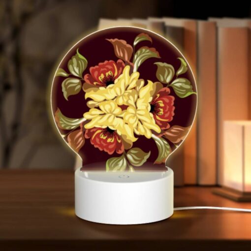 Round Acrylic Night Light, A Colorful Flower Design With Yellow -Acrylic Night Light Shop f7442805f08166196e716db9ec57d21fde490321