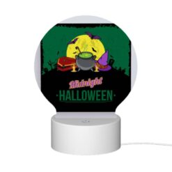 Round Acrylic Night Light, A Poster With A Witches Hat And A Cauldron With A Green Background. -Acrylic Night Light Shop f7582c458d715754284d5e5736969b32aeaa13aa