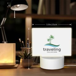 Rectangular Acrylic Night Light, A Logo For Traveling With A Palm Tree In The Background. -Acrylic Night Light Shop f83795d2d2a4fa2111522b5a600c16702c2c0446
