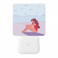 Night Light, A Woman In A Red Bathing Suit Is Sitting On The Beach. -Acrylic Night Light Shop f8412505fad2cff6d268785cc04a4a94951ff5ce
