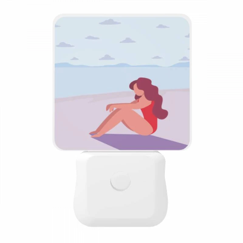 Night Light, A woman in a red bathing suit is sitting on the beach. Night Light, A Woman In A Red Bathing Suit Is Sitting On The Beach. -Acrylic Night Light Shop f8412505fad2cff6d268785cc04a4a94951ff5ce