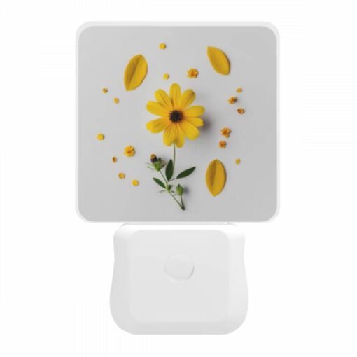 Night Light, A Yellow Flower With Yellow Petals And Green Leaves Is Placed On A White Surface. -Acrylic Night Light Shop f980c34828ac07f8b57c273aaa609103c2770c57