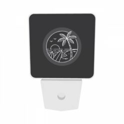 Night Light Set Of 2, A Black And White Image Of A Beach At Night With A Palm Tree And A Sunset. -Acrylic Night Light Shop f9a07f868b89fdccca714f6757839f91ffd80164