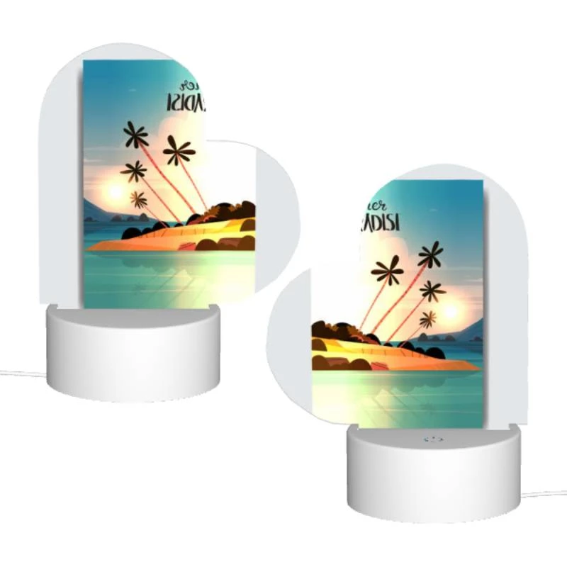 Love Acrylic Night Light, A colorful poster of a tropical island with palm trees and a sunset. Love Acrylic Night Light, A Colorful Poster Of A Tropical Island With Palm Trees And A Sunset. -Acrylic Night Light Shop fa0d6106e5d942fb85aebc749dd6f63bcf888408