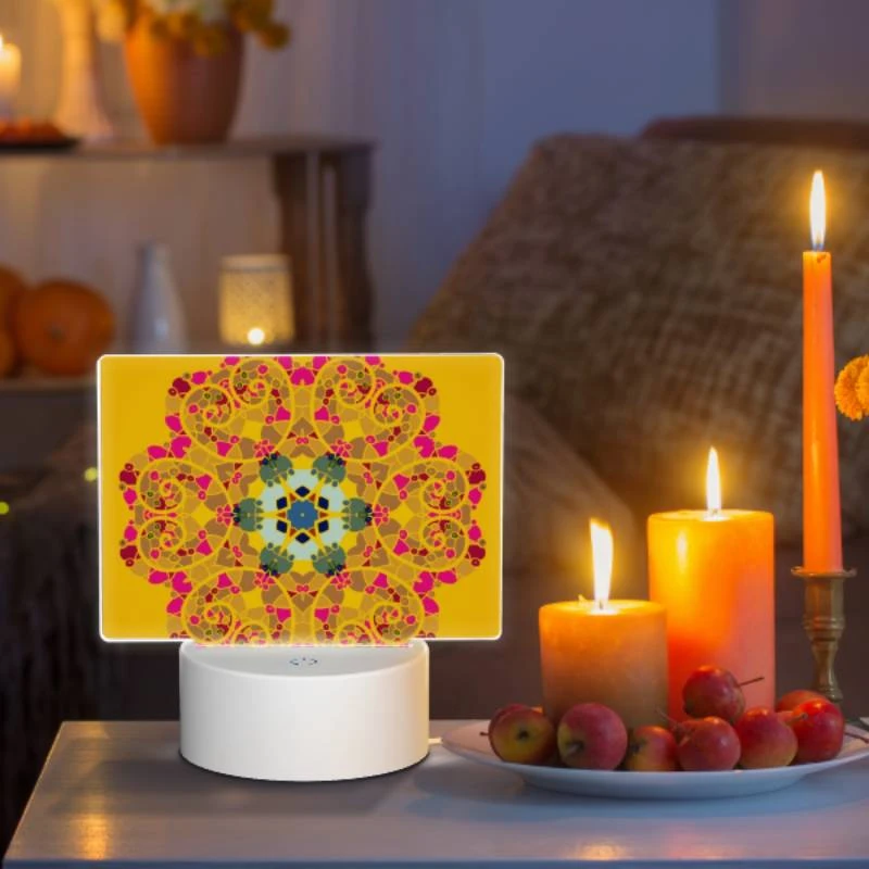 Rectangular Acrylic Night Light, A colorful flower design with a blue center. Rectangular Acrylic Night Light, A Colorful Flower Design With A Blue Center. -Acrylic Night Light Shop fa296ac275349f052480187b80f5b38be2cc516e