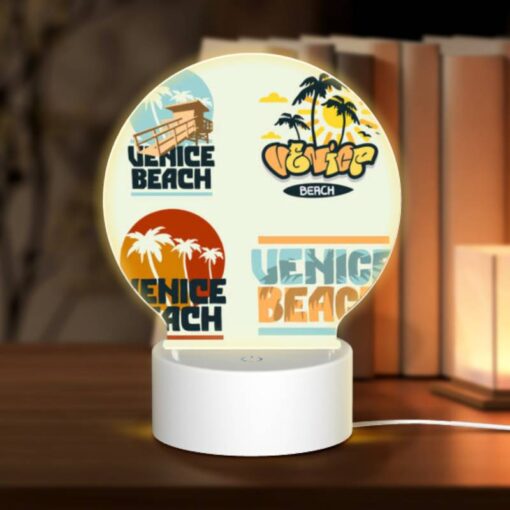 Round Acrylic Night Light, Four Different Designs Of The Venice Beach Logo. -Acrylic Night Light Shop fa3117783b51913c0209a69dc4198778fd790074