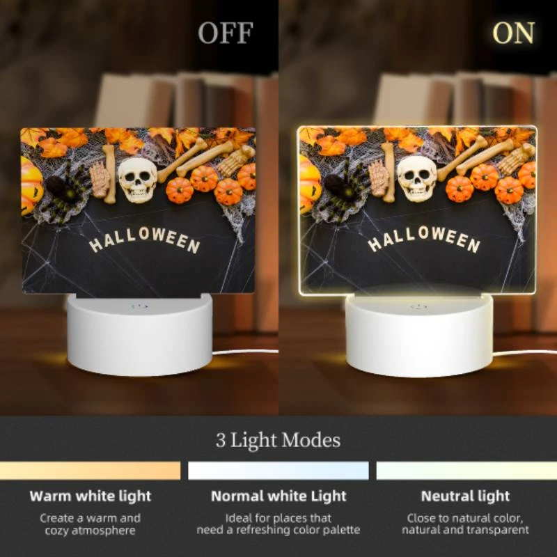 Rectangular Acrylic Night Light, A Halloween sign with skeletons and pumpkins on it. Rectangular Acrylic Night Light, A Halloween Sign With Skeletons And Pumpkins On It. -Acrylic Night Light Shop fa57031891083d9937da722ab347e473d9dfd105