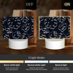 Rectangular Acrylic Night Light, A Pattern Of Leaves On A Black Background. -Acrylic Night Light Shop fa9851e1509eccbb3e63097ccb4ddfea06ced091