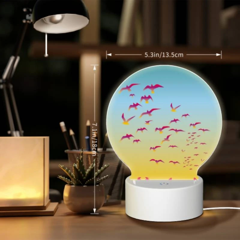 Round Acrylic Night Light, A flock of colorful birds flying in the sky. Round Acrylic Night Light, A Flock Of Colorful Birds Flying In The Sky. -Acrylic Night Light Shop fad36b7b8951731b4a09475a6739a38d4134a19c