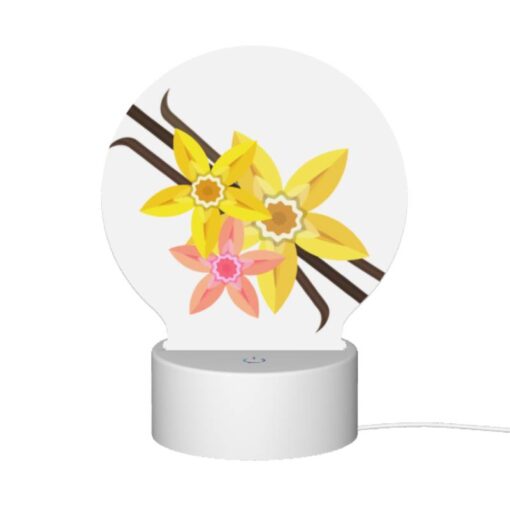 Round Acrylic Night Light, A Yellow Flower With A Pink Center Is Surrounded By Other Yellow Flowers. -Acrylic Night Light Shop fb32d66f0ee227b5cfd8fa50a703f05337cd88b9