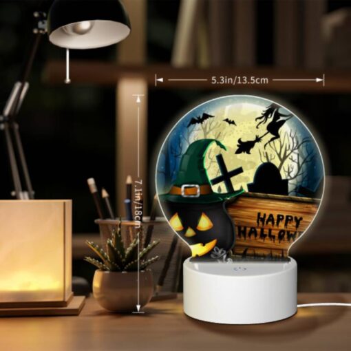 Round Acrylic Night Light, A Halloween Scene With A Pumpkin -Acrylic Night Light Shop fc3d572e290d28863243bac10c2425a0ef2a4acc