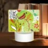 Rectangular Acrylic Night Light, A Colorful Painting Of Flowers And Birds.