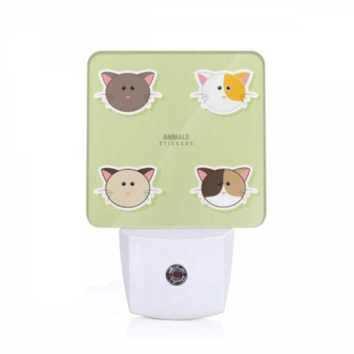 Night Light, Four Different Cat Stickers Are Shown On A Green Background. -Acrylic Night Light Shop fd50824b9f5700aa2016d24b50b5670e36740105