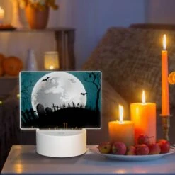 Rectangular Acrylic Night Light, A Halloween Scene With A Moon -Acrylic Night Light Shop fd53061648df7cec93e4d79cb75f0007c690b861