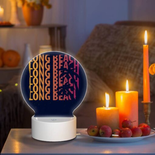 Round Acrylic Night Light, A Colorful Poster Advertising Summer Adventures. -Acrylic Night Light Shop fd66885afa31432a946ac9de49840cc6f06e866a