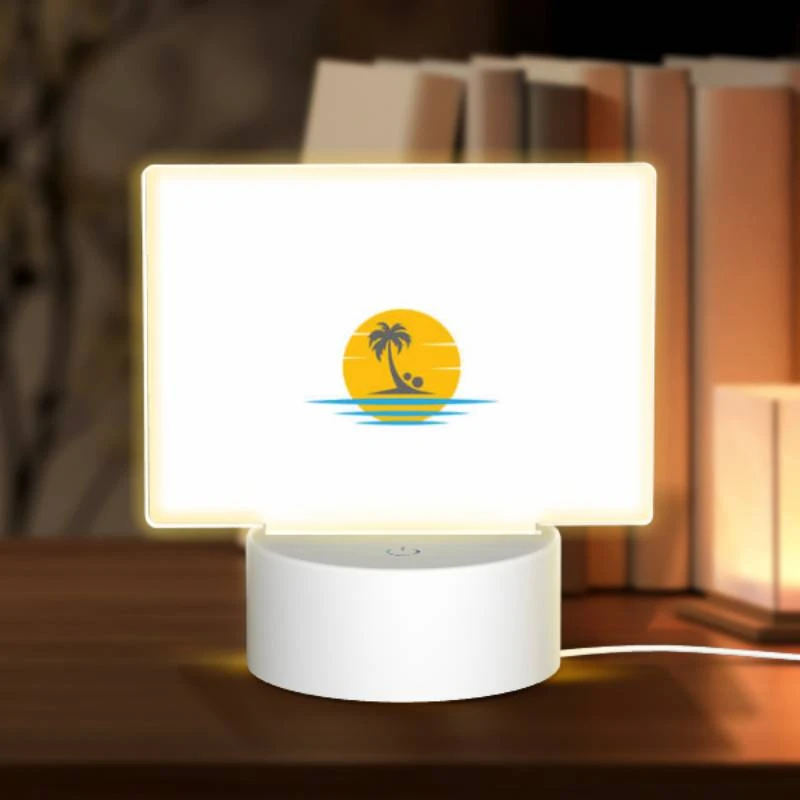 Rectangular Acrylic Night Light, A yellow sun with a blue ocean and palm trees in the background. Rectangular Acrylic Night Light, A Yellow Sun With A Blue Ocean And Palm Trees In The Background. -Acrylic Night Light Shop fe134f10b4333dced157ed16f43646f399b70e32