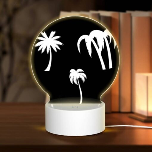 Round Acrylic Night Light, Three Palm Trees Are Shown In Silhouette Against A Black Background. -Acrylic Night Light Shop fea35c0521ca1c78fd1291d54ae8fd03279279dd