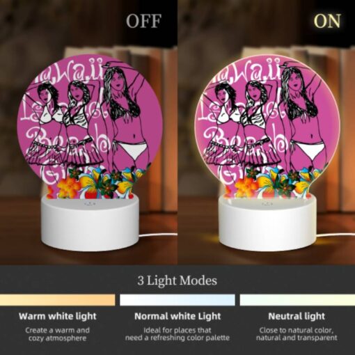 Round Acrylic Night Light, Three Women In Bikinis Are Standing On A Pink Background. -Acrylic Night Light Shop feffcfdfacba2eb15a2342ad5152f6c2d1fd1cfa